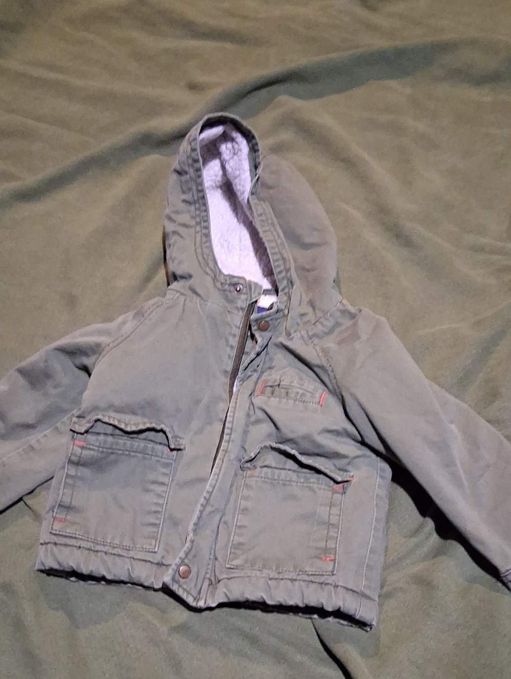 Cherokee Kids Hooded Puffer Jacket in Olive Green